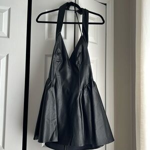Free People Faux Leather Tie Back Dress
